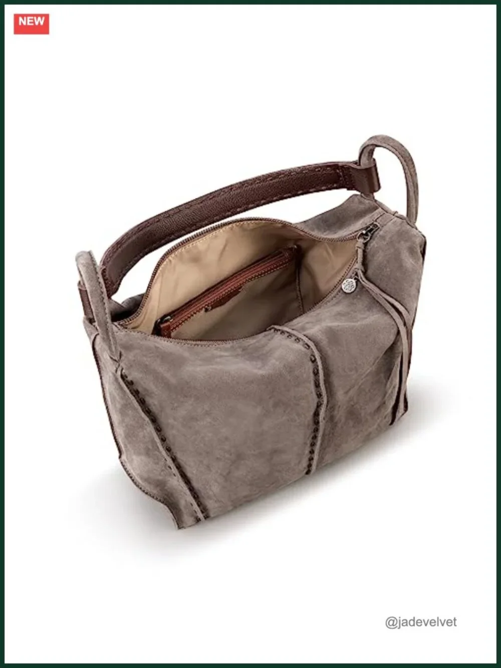 Hobo Purse - Premium Large Leather Handbag with Zipper Pocket
